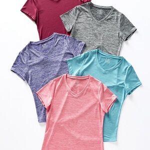 Women's V-Neck T-Shirt Set - Multicolor XL